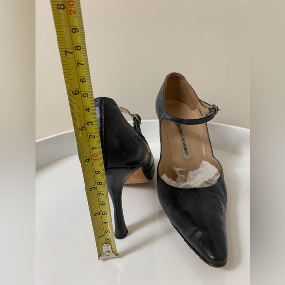 Manolo Blahnik Metallic Navy Heels - Picture 3 of 10